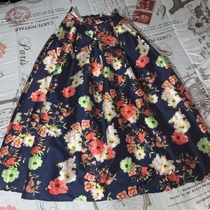 Touch Me High Waist Pleated Floral Full Skirt